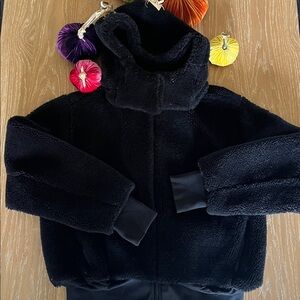 ALO Yoga Black Sherpa Jacket Teddy Bear removable hood